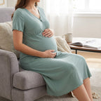 Soft Modal Nursing Nightgown – Short Sleeve Maternity & Breastfeeding Sleepwear
